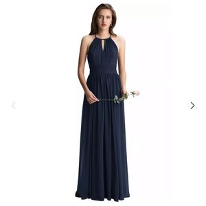Navy Chiffon Keyhole A-line Gown